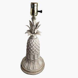White Pineapple Lamp Art Deco Distressed Shabby Chic Coastal Tiki Tropical